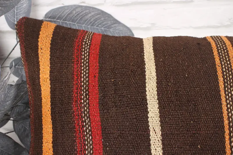 Aztec Cushion Case, Pattern Throw Pillow Cover, Home Decor Pillow, 16x24 Orange Pillow, Boho Pillow, Vintage Kilim Pillow, Cushion Case - 2