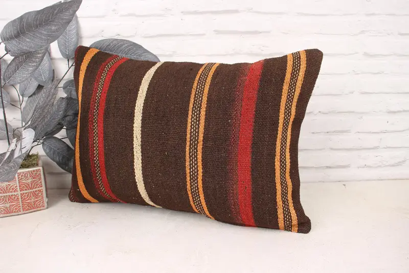 Aztec Cushion Case, Pattern Throw Pillow Cover, Home Decor Pillow, 16x24 Orange Pillow, Boho Pillow, Vintage Kilim Pillow, Cushion Case - 4