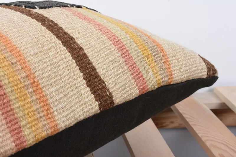 Vintage Kilim Pillow, Oriental Cushion, Turkish Pillow, 12x24 Beige Cushion Cover, Handmade Kilim Cushion, Pillow - 7