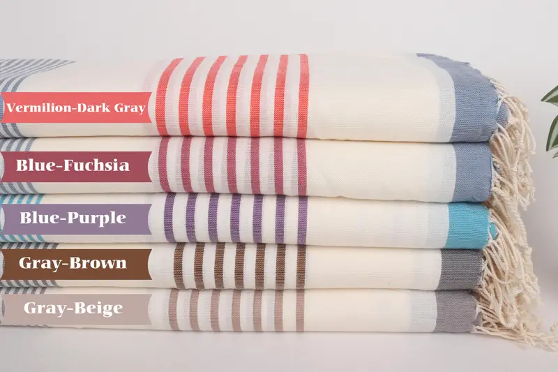 Sand-resistant towel, Boyfriend Christmas Gift, Lightweight Turkish towel, Turkish Towel Personalized, 70x40 Cotton Striped Towel, Embroidered Towel - 1