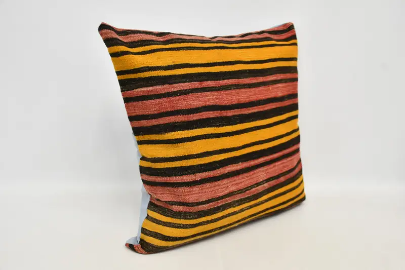 Interior Designer Pillow, Bench Cushion Cover, Pillow Case, Turkish Pillow, Outdoor Cushion Case, Handmade Kilim Cushion, 32x32 Orange Pillow - 3