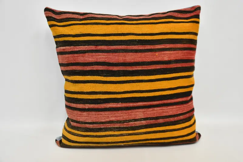 Interior Designer Pillow, Bench Cushion Cover, Pillow Case, Turkish Pillow, Outdoor Cushion Case, Handmade Kilim Cushion, 32x32 Orange Pillow - 1