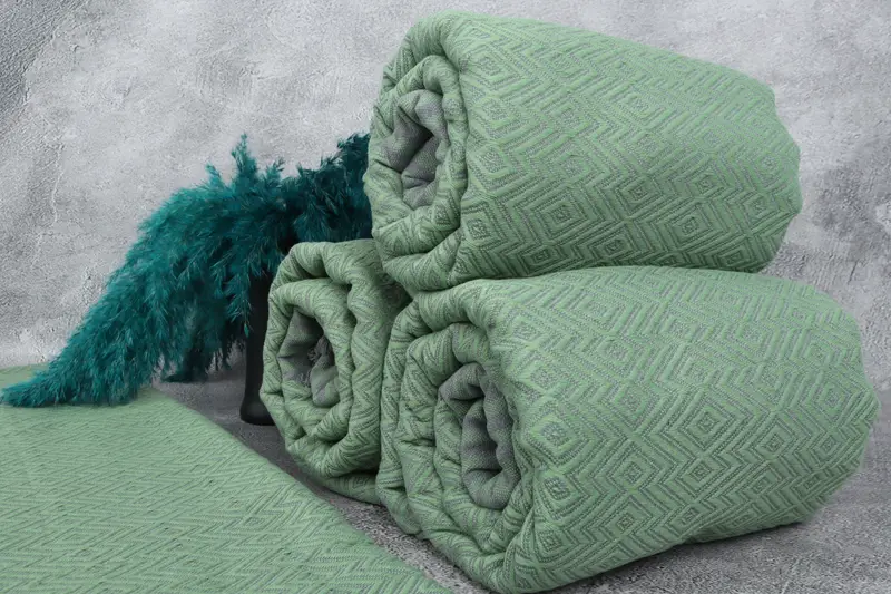 Turkish Blanket Throw, Turkish Bedcover, Turkish Throw Blanket, Grandma Gift, Bedspread, Personalized Gifts, 104x80 Cotton Diamond Towel, Tablecloth - 8