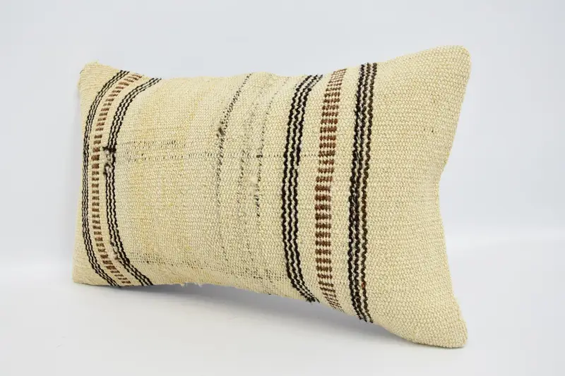 Cushion, Gift Pillow, 12x20 Beige Pillow Case, Bolster Throw Pillow Case, Vintage Kilim Throw Pillow, Handmade Pillow Sham, Vintage Kilim Pillow - 4