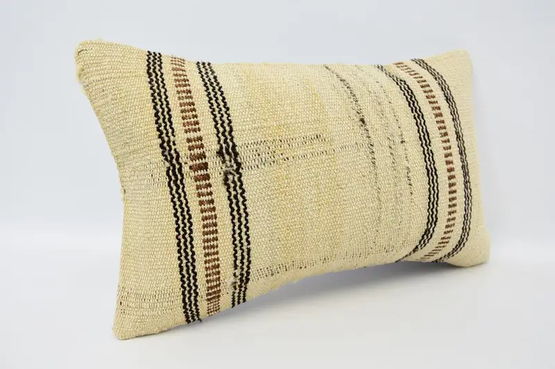 Cushion, Gift Pillow, 12x20 Beige Pillow Case, Bolster Throw Pillow Case, Vintage Kilim Throw Pillow, Handmade Pillow Sham, Vintage Kilim Pillow - 3