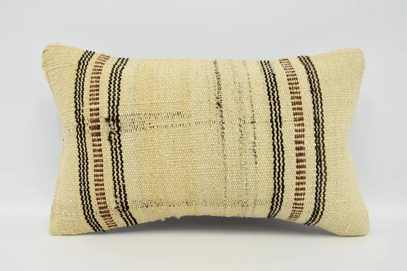 Cushion, Gift Pillow, 12x20 Beige Pillow Case, Bolster Throw Pillow Case, Vintage Kilim Throw Pillow, Handmade Pillow Sham, Vintage Kilim Pillow - 1