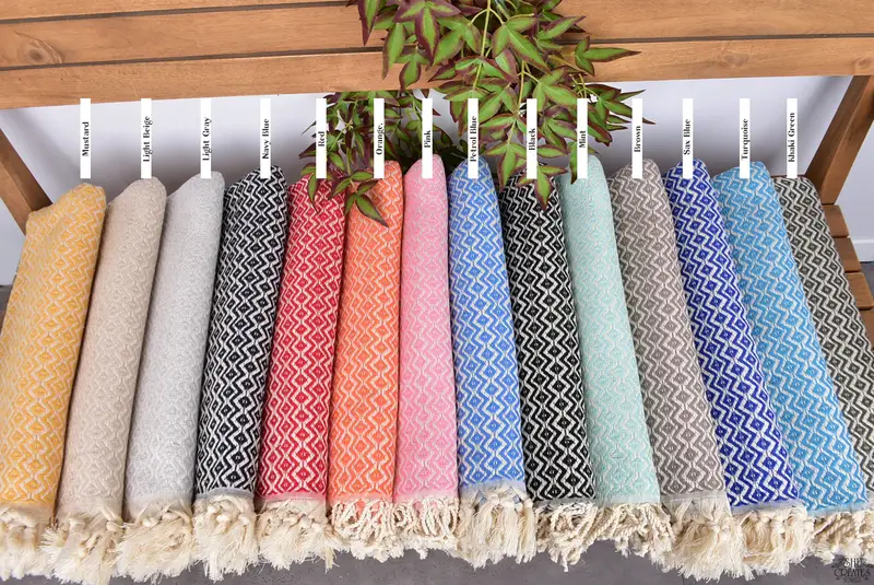 Turkish beach towel, Bridal Gifts, Travel towel, Monogrammed Beach Towel, 70x40 Cotton Diamond Towel, Unique Wedding Gift, Custom Turkish Towel - 2