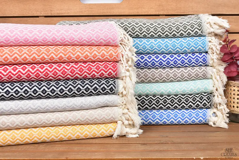 Turkish beach towel, Bridal Gifts, Travel towel, Monogrammed Beach Towel, 70x40 Cotton Diamond Towel, Unique Wedding Gift, Custom Turkish Towel - 1