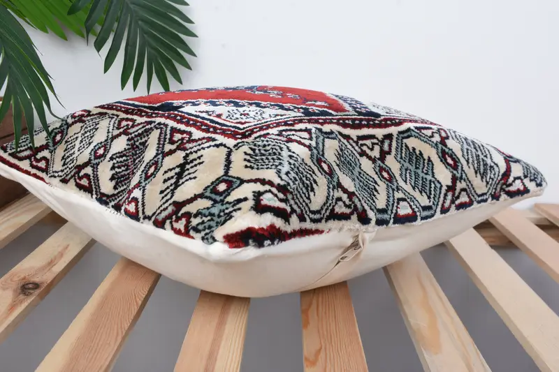 Kilim Rug Cushion Cover, Pillow for Couch, 16x16 Red Pillow Sham, Antique Pillows, Neutral Pillow Cover, Pillow, Boho Pillow Sham Cover - 6
