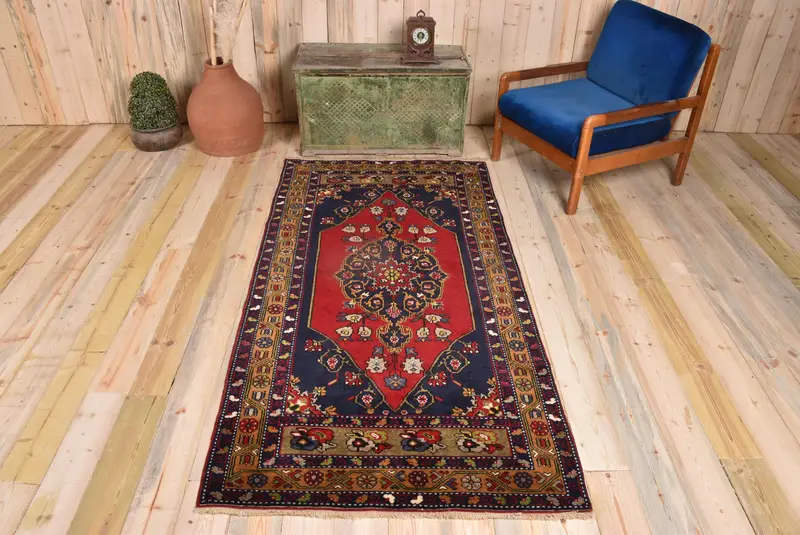 Alfombra abstracta roja y azul, 10 x 20 cm, decoración elegante