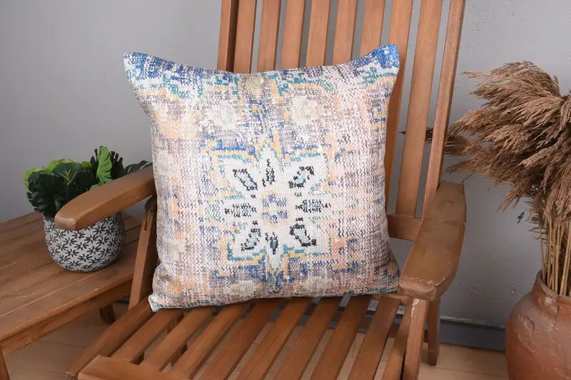 Gesticktes Blumen-Wurfkissen, vielseitiges quadratisches Vintage-Kissen