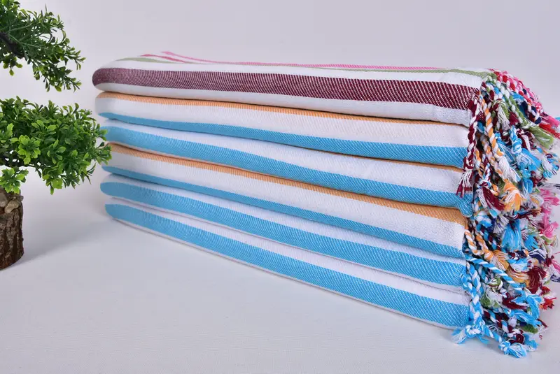 Bachelorette Gifts, Personalized Bridesmaid Gift, Valentines Gift, Yoga Towel, Beach towel, Handwoven Turkish bath towel, 70x40 Cotton Striped Towel - 4