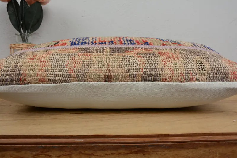 Kilim Pillow Cover, Pillow for Sofa, Boho Pillow Sham Cover, Pillow Sham, 12x20 Blue Cushion Case, Christmas Cushion Cover - 5