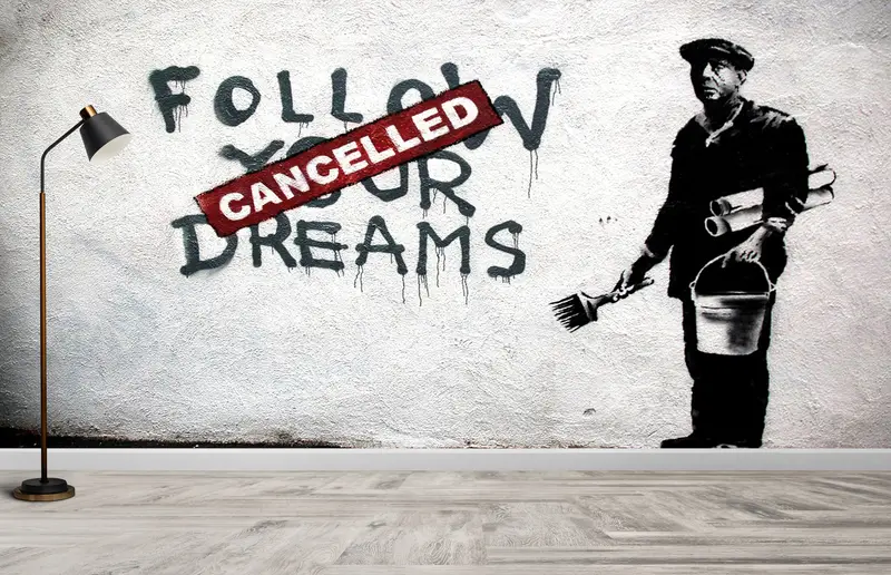 Gedruckte Banksy-Graffiti-Street-Art-Tapete: Urbane Eleganz
