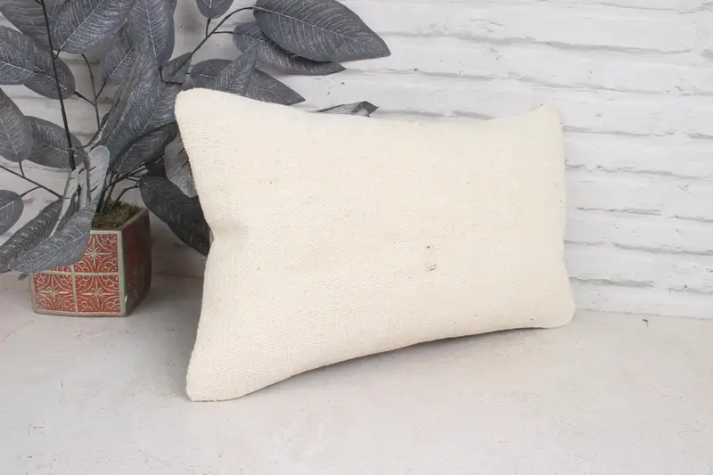 Pillow Sham, Vintage Kilim Pillow, Kilim Pillow Cover, Armchair Pillow Sham, Antique Pillows, Ethnic Throw Pillow Cover, 12x20 White Cushion - 3