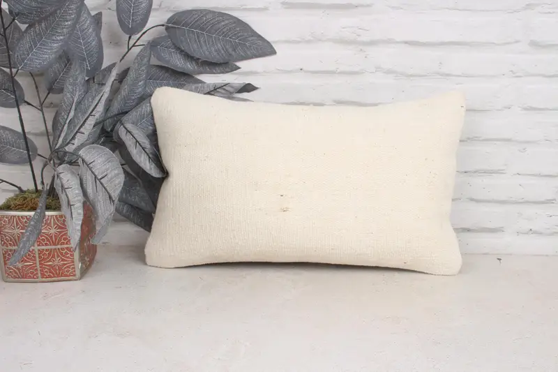 Pillow Sham, Vintage Kilim Pillow, Kilim Pillow Cover, Armchair Pillow Sham, Antique Pillows, Ethnic Throw Pillow Cover, 12x20 White Cushion - 1