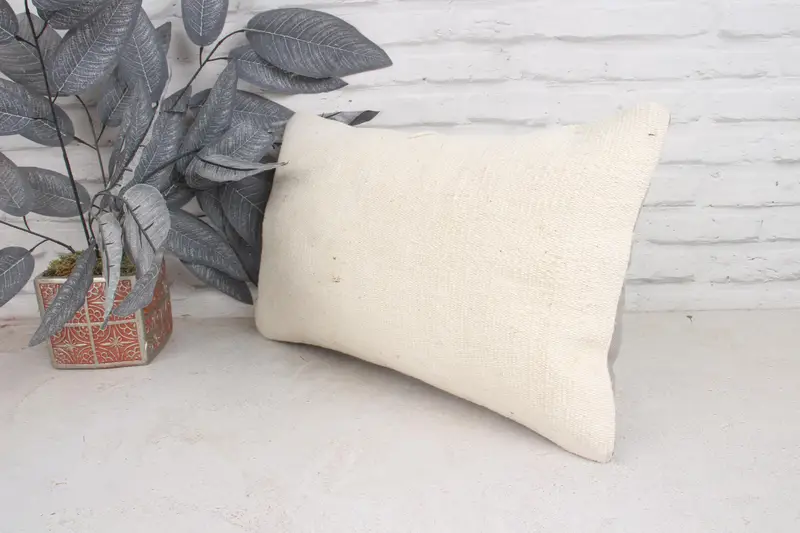 Pillow Sham, Vintage Kilim Pillow, Kilim Pillow Cover, Armchair Pillow Sham, Antique Pillows, Ethnic Throw Pillow Cover, 12x20 White Cushion - 4