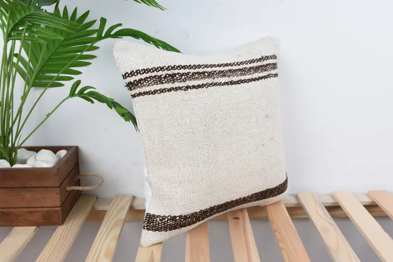 Pillow, Home Decor Pillow, 16x16 White Pillow Cover, Nomadic Cushion Case, Pillow for Couch, Turkish Pillow, Farmhouse Pillow Cover - 4