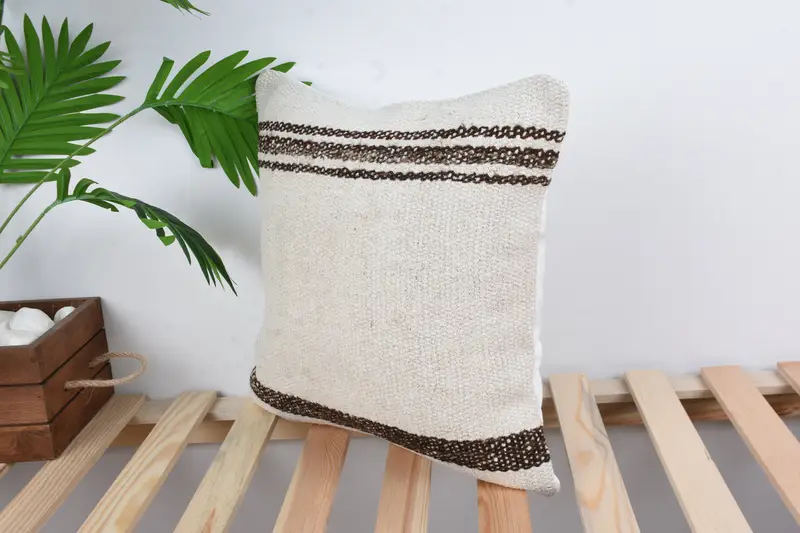 Pillow, Home Decor Pillow, 16x16 White Pillow Cover, Nomadic Cushion Case, Pillow for Couch, Turkish Pillow, Farmhouse Pillow Cover - 5