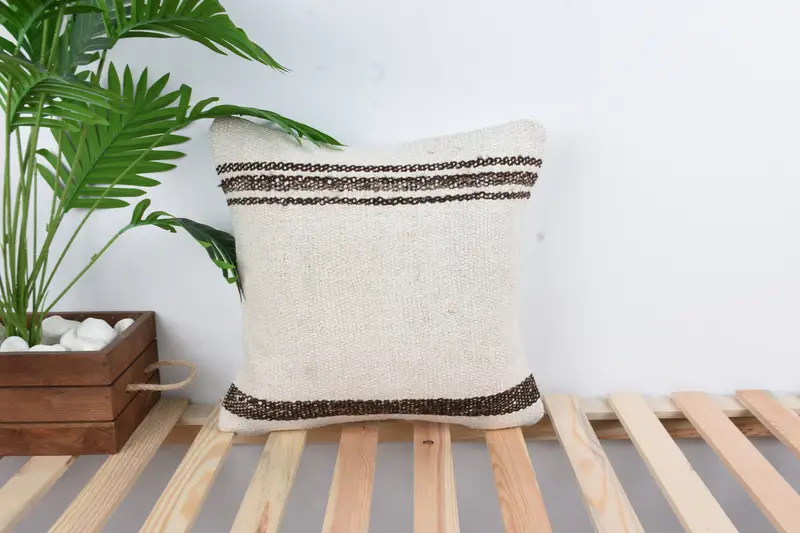 Pillow, Home Decor Pillow, 16x16 White Pillow Cover, Nomadic Cushion Case, Pillow for Couch, Turkish Pillow, Farmhouse Pillow Cover - 1