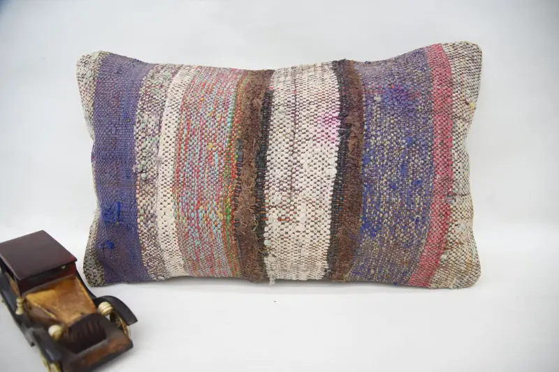 Vintage Striped Cushion Cover, Gift 30x50 cm TexturedBrown Pillow Sham - 1