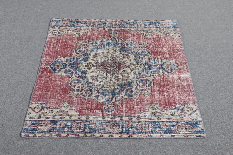 Purple Ikat Rug, 3,6x3,4 ft with Blue Accents