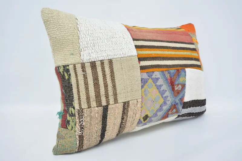 Antique Pillows, Pillow Case, 16x24 White Pillow, Home Decor Pillow, Ikat Pillow Sham, Ethnical Kilim Rug Pillow, Art Deco Pillow - 3