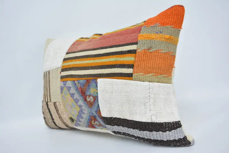 Antique Pillows, Pillow Case, 16x24 White Pillow, Home Decor Pillow, Ikat Pillow Sham, Ethnical Kilim Rug Pillow, Art Deco Pillow - 4