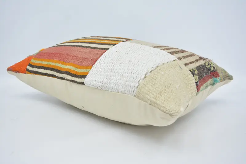 Antique Pillows, Pillow Case, 16x24 White Pillow, Home Decor Pillow, Ikat Pillow Sham, Ethnical Kilim Rug Pillow, Art Deco Pillow - 6