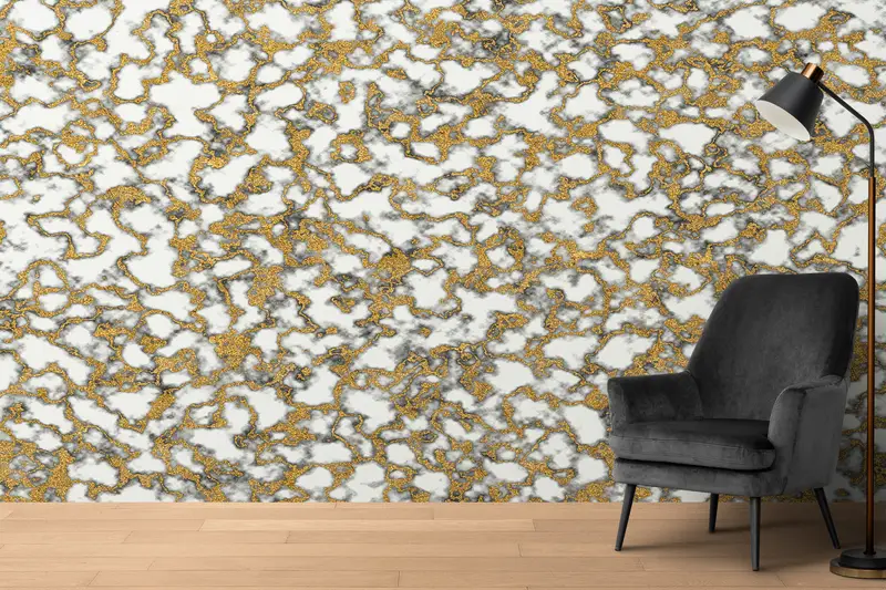 Pırıltılı Altın Mermer Duvar Kağıdı: Çağdaş Lüks Baskılı Tasarım