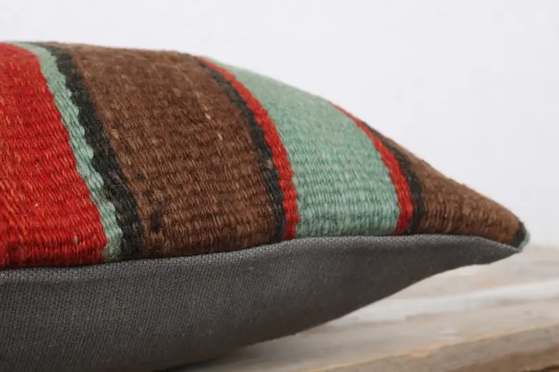 Home Decor Pillow, Authentic Cushion, Vintage Kilim Throw Pillow, Pastel Pillow Case, 12x12 Brown Cushion, Cushion Cover, Kilim Pillow - 6