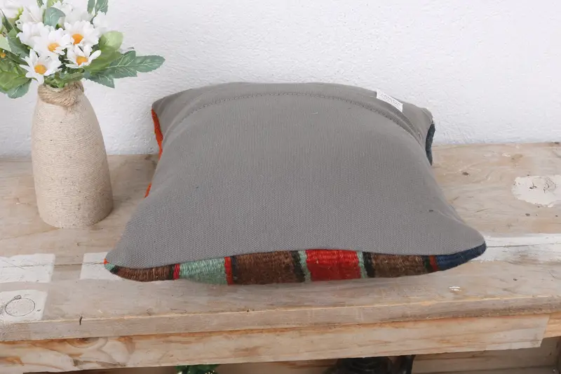 Home Decor Pillow, Authentic Cushion, Vintage Kilim Throw Pillow, Pastel Pillow Case, 12x12 Brown Cushion, Cushion Cover, Kilim Pillow - 7