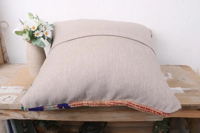 Interior Designer Pillow, Cushion Cover, Bed Cushion Cover, Boho Pillow, 16x16 Blue Cushion Cover, Bolster Cushion, Turkish Kilim Pillow - 7