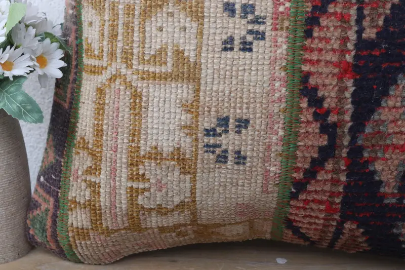 Interior Designer Pillow, Cushion Cover, Bed Cushion Cover, Boho Pillow, 16x16 Blue Cushion Cover, Bolster Cushion, Turkish Kilim Pillow - 3