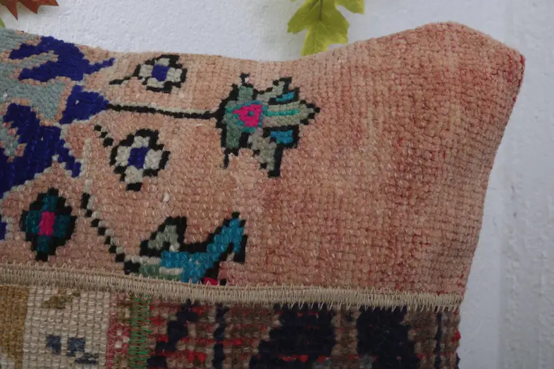 Interior Designer Pillow, Cushion Cover, Bed Cushion Cover, Boho Pillow, 16x16 Blue Cushion Cover, Bolster Cushion, Turkish Kilim Pillow - 5