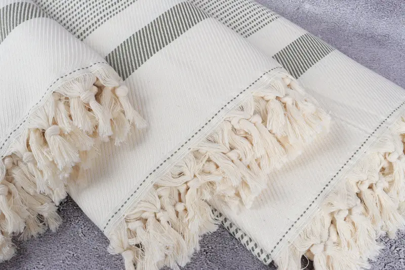 Aesthetic Blanket, Personalized Blanket, Woven Throw Blanket, Couch Throw, 88x80 Cotton Striped Towel, Custom Wedding Gifts, Monogram Beach Blanket - 5
