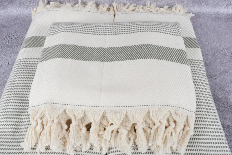 Aesthetic Blanket, Personalized Blanket, Woven Throw Blanket, Couch Throw, 88x80 Cotton Striped Towel, Custom Wedding Gifts, Monogram Beach Blanket - 4