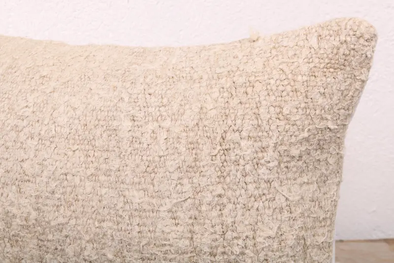 Kilim Cushion Sham, Pillow Case, 12x24 Beige Cushion Case, Pillow for Sofa, Rustic Pillow Sham, Handwoven Pillow, Handmade Kilim Cushion - 5
