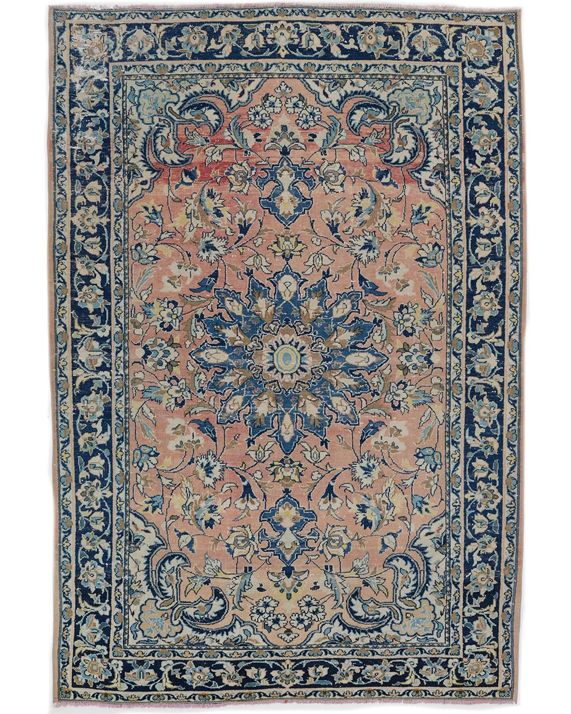 5.1x7.3 ft Rug, Turkish Vintage Rug, Blue Floral Rug - 1