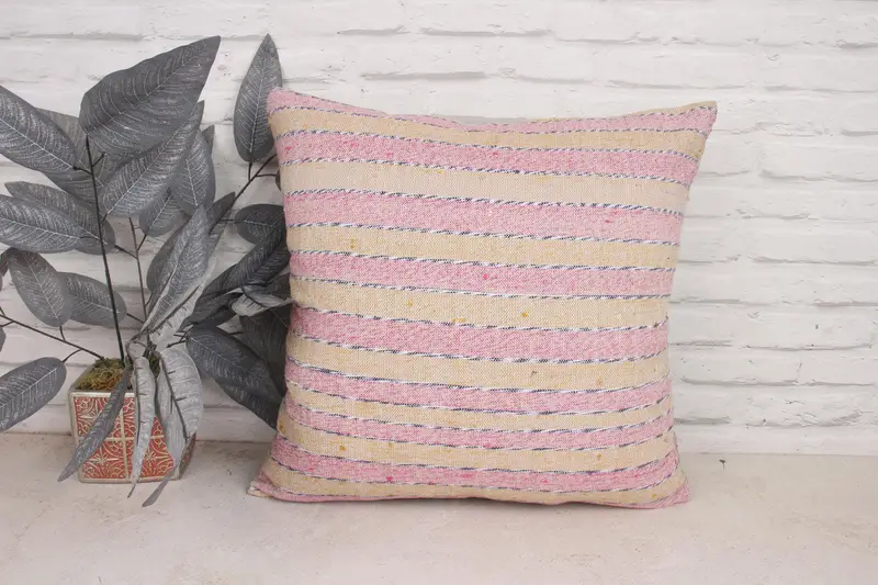 Tribal Pillow Case, Ethnic Throw Pillow Case, Pillow for Couch, Pillow Cover, 20x20 Pink Pillow, Kilim Pillow Cover, Throw Kilim Pillow - 1