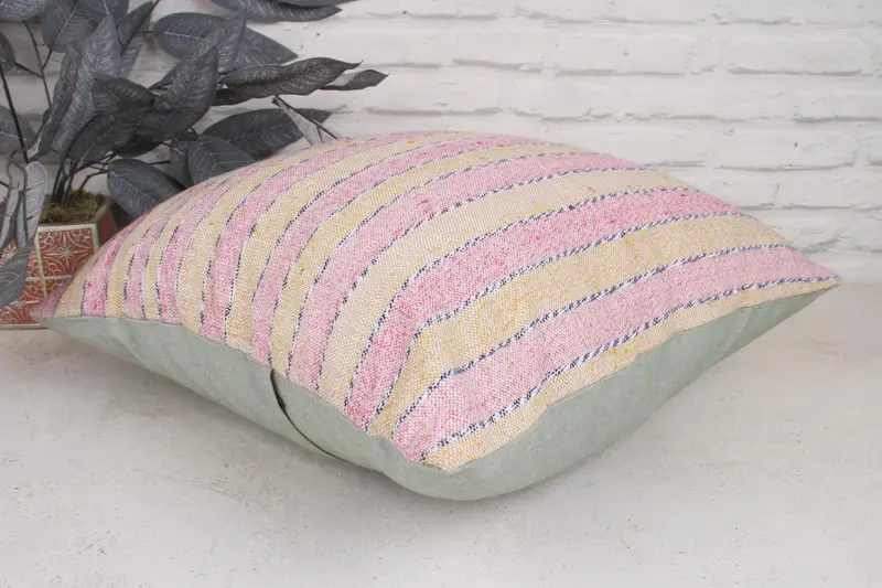 Tribal Pillow Case, Ethnic Throw Pillow Case, Pillow for Couch, Pillow Cover, 20x20 Pink Pillow, Kilim Pillow Cover, Throw Kilim Pillow - 6