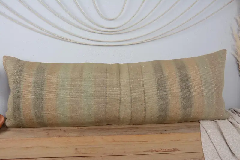 Kilim Pillow Cover, 16x48 Beige Cushion Case, Kilim Cushion Sham, Kilim Pillow, One Of A Kind Cushion, Rustic Cushion, Pillow Sham - 2