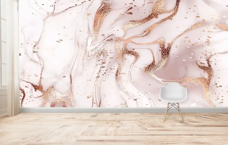 Papel pintado elegante con estampado de mármol dorado: decoración de lujo para el hogar