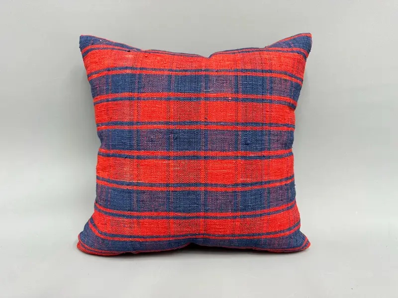 Handmade Pillow Cover, Ethnic Throw Pillow, Muted Pillow Sham, 18x18 Red Pillow, Pillow, Kilim Pillow, Turkish Kilim Pillow, Boho Pillow - 4