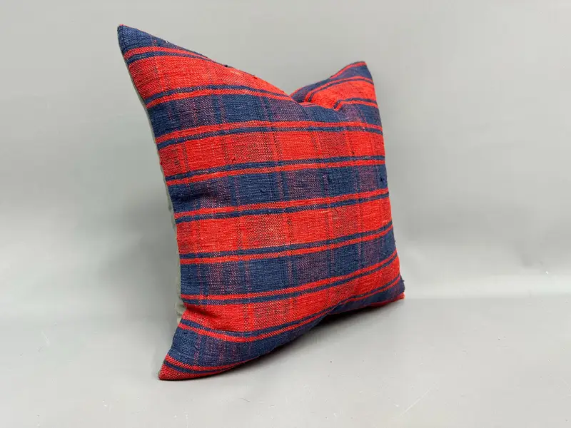 Handmade Pillow Cover, Ethnic Throw Pillow, Muted Pillow Sham, 18x18 Red Pillow, Pillow, Kilim Pillow, Turkish Kilim Pillow, Boho Pillow - 2