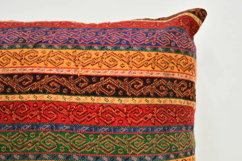 Kilim Cushion Sham, Retro Cushion, Ethnical Kilim Rug Pillow, 20x20 Rainbow Pillow Sham, Wool Kilim Pillow Pillow Cover, Gift Pillow, Pillow - 2