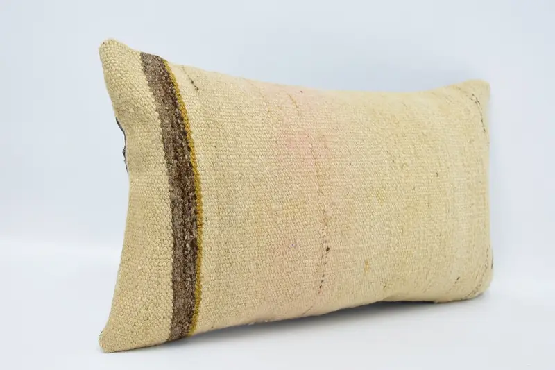 Anatolian Pillow, 12x20 Beige Pillow, Interior Designer Pillow, Cushion, Turkish Pillow, Handmade Kilim Cushion, Turkish Bench Cushion - 3