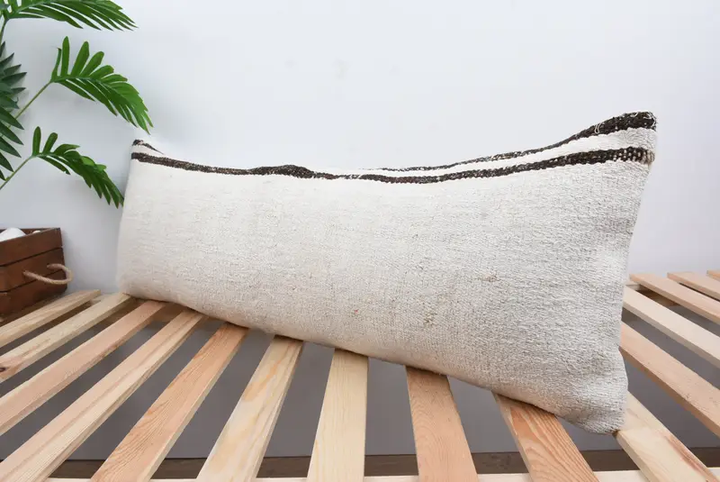 Sofa Pillow Cover, 12x36 White Cushion Cover, Bed Pillow Cover, Vintage Kilim Throw Pillow, Pillow for Couch, Kilim Cushion Sham, Pillow - 5