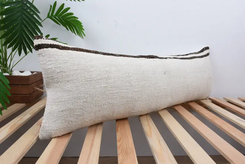Sofa Pillow Cover, 12x36 White Cushion Cover, Bed Pillow Cover, Vintage Kilim Throw Pillow, Pillow for Couch, Kilim Cushion Sham, Pillow - 4