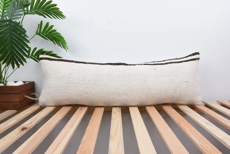 Sofa Pillow Cover, 12x36 White Cushion Cover, Bed Pillow Cover, Vintage Kilim Throw Pillow, Pillow for Couch, Kilim Cushion Sham, Pillow - 1